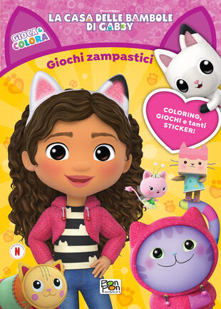 copertina Giochi zampastici. Gioca & colora. La casa delle bambole di Gabby. Ediz. a colori