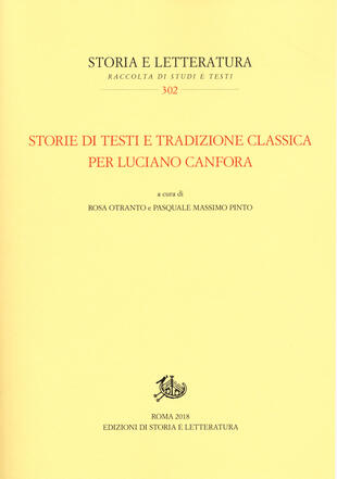 copertina Storie di testi e tradizione classica per Luciano Canfora