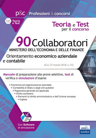 copertina 90 Collaboratori MEF (orientamento economico aziendale e contabile). Manuale e test per la preparazione alla prova preselettiva