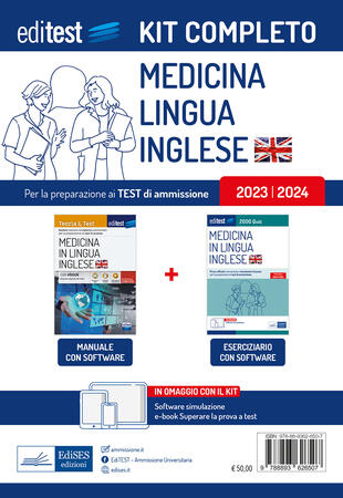copertina Kit completo EdiTEST Medicina in lingua inglese. Con ebook: Superare la prova a test. Con software di simulazione