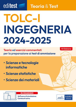 copertina EdiTEST TOLC . Ingegneria. Teoria ed esercizi commentati per la preparazione ai test di ammissione. Con software di simulazione