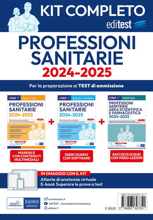copertina Kit completo EdiTEST Professioni sanitarie. Manuale + Esercizi commentati + Raccolta di quiz. Con software di simulazione