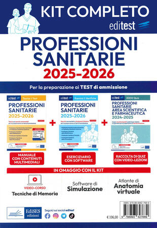 copertina EdiTest. Kit test professioni sanitarie completo. Con software di simulazione