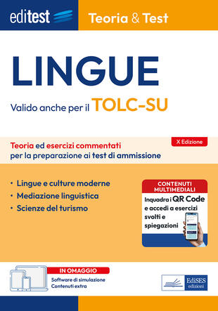 copertina EdiTEST. Lingue. Teoria & test. Teoria ed esercizi commentati per la preparazione ai test di ammissione. Con contenuti extra. Con software di simulazione
