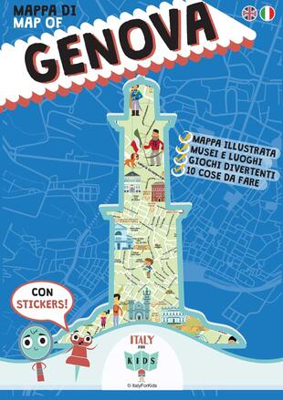 copertina Mappa di Genova illustrata. Con adesivi. Ediz. italiana e inglese
