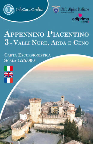 copertina Appennino piacentino. Carta escursionistica 1:25.000. Ediz. italiana, inglese e francese. Con piccola guida. Vol. 3: Valli Nure, Arda e Ceno