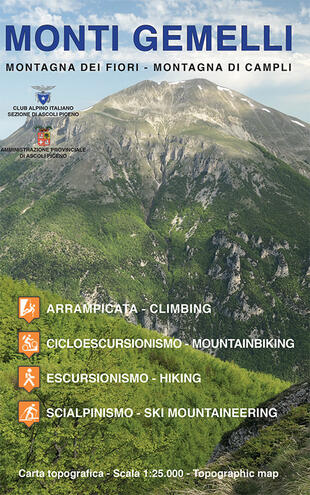 copertina Monti Gemelli. Montagna dei Fiori. Montagna di Campli 1:25.000