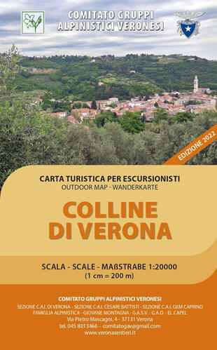 copertina Colline di Verona. Carta turistica per escursionisti 1:200.000. Outdoor map wanderkarte