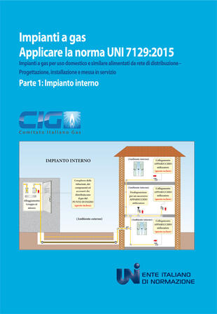 copertina Applicare la norma UNI 7129:2015. Impianti a gas per uso domestico e similare alimentati da rete di distribuzione. Progettazione, installazione e messa in servizio. Vol. 1: Impianto interno.