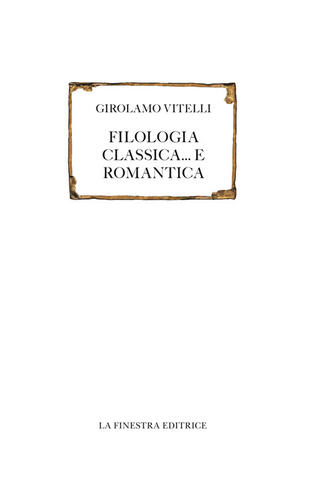 copertina Filologia classica... e romantica