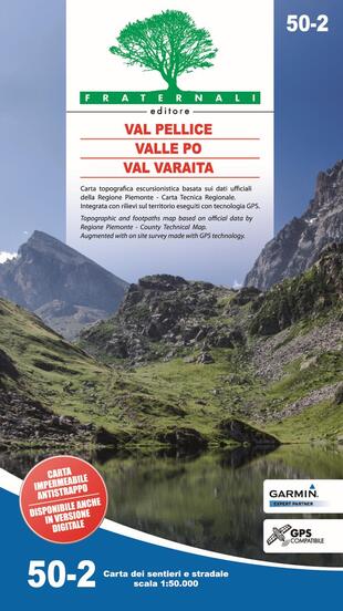 copertina Carta n. 50.2. Val Pellice, Valle Po, Val Varaita. Carta dei sentieri e stradale scala 1:50.000