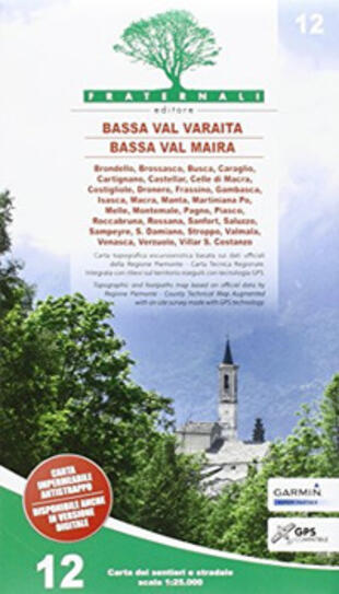 copertina Carta n. 12. Bassa Val Varaita, Bassa Val Maira. Carta sentieri e stradale 1:25.000