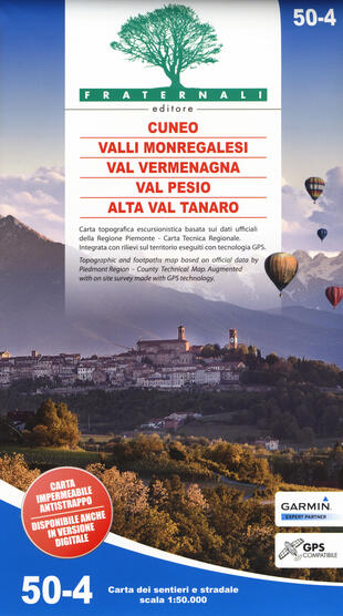 copertina Carta n. 50-4. Cuneo, Valli Monregalesi, Val Vermegnana, Val Pesio, Alta Val Tanaro. Carta dei sentieri e stradale 1:50.000. Adatto a GPS