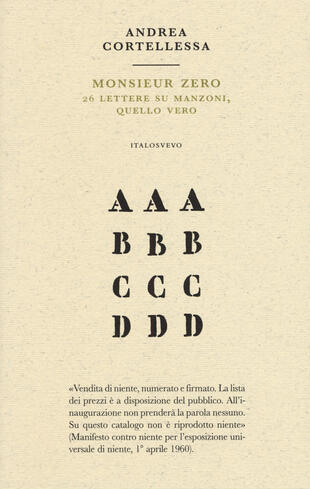 copertina Monsieur zero. 26 lettere su Manzoni, quello vero