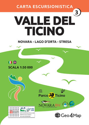 copertina Carta escursionistica Valle del Ticino. Scala 1:50.000. Ediz. italiana, inglese, tedesca e francese