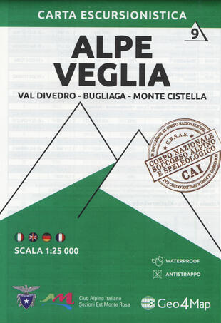 copertina Carta escursionistica Alpe Veglia. Val Divedro, Bugliaga, Monte Cistella 1:25.000