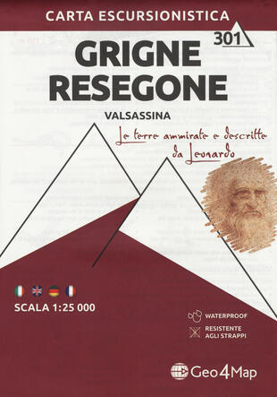 copertina Carta escursionistica gruppo delle Grigne. Val Sassina-Monte Resegone. Scala 1:25.000. Ediz. italiana, inglese, tedesca e francese
