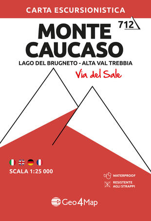 copertina Monte Caucaso. Lago del Brugneto, Alta Val Trebbia. Carta escursionistica 1:25.000
