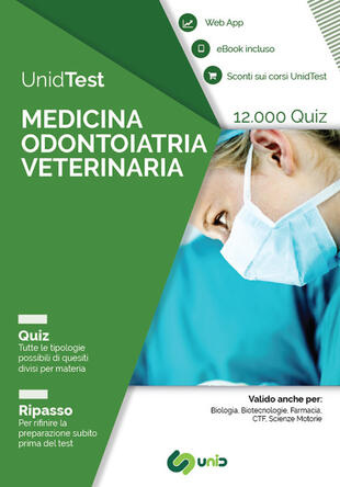copertina UnidTest. Medicina odontoiatria veterinaria. 12.000 quiz. Ripasso . Con app. Con ebook