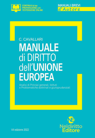 copertina Manuale di diritto dell'Unione Europea. Analisi di principi generali, Istituti e problematiche dottrinali e giurisprudenziali. Nuova ediz. Con espansione online