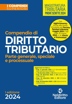 copertina Compendio di diritto tributario 2024. Parte generale, speciale e processuale
