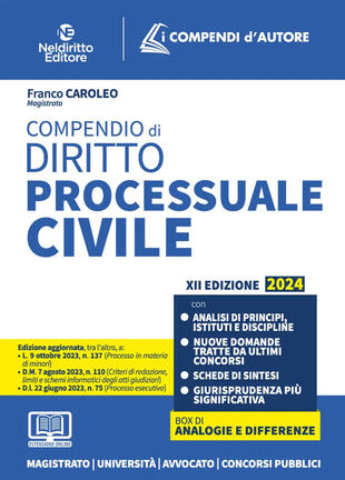 copertina Compendio di diritto processuale civile. Con espansione online