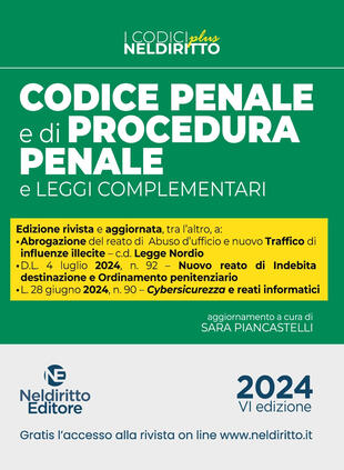 copertina Codice penale e di Ppocedura penale 2024. Aggiornato alla Legge Nordio