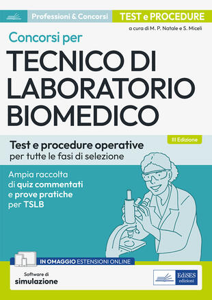 copertina Concorsi per tecnico di laboratorio biomedico. Test e procedure operative per tutte le fasi di selezione. Con software di simulazione