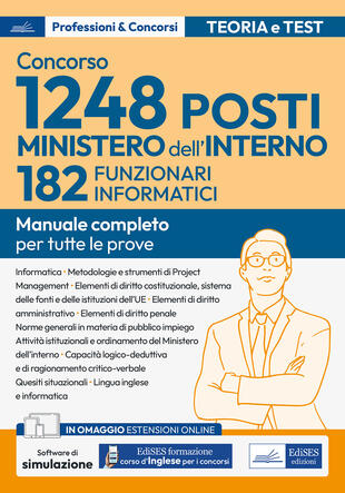 copertina Concorso RIPAM. 182 Funzionari informatici Ministero dell'interno. Volume per la prova scritta e per la prova orale. Con espansione online. Con software di simulazione