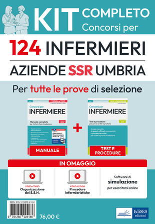 copertina Kit completo del concorso per 124 infermieri. SSR Umbria. Con software di simulazione. Con video lezioni. Con video-corso