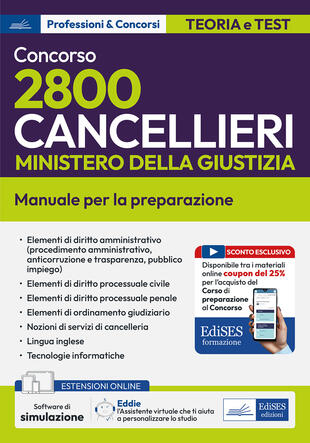 copertina Concorso 2800 cancellieri esperti Ministero Giustizia. Manuale per la preparazione. Con espansione online. Con software di simulazione