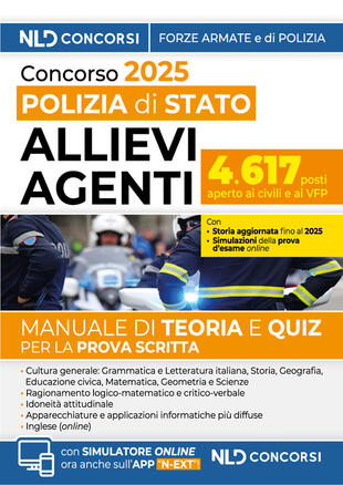 copertina Concorso allievi agenti polizia di Stato. Manuale con teoria e quiz 2025. Con simulatore online