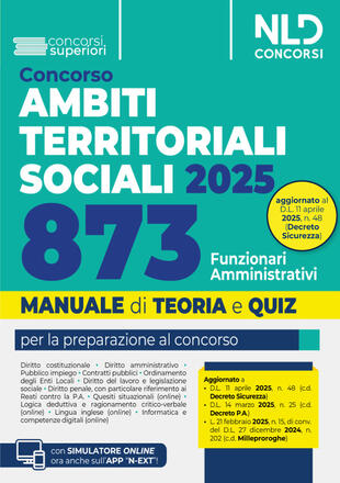 copertina Concorso ATS (Ambiti Territoriali Sociali) per 873 Funzionari amministrativi. Manuale con teoria e quiz 2025. Con espansione online