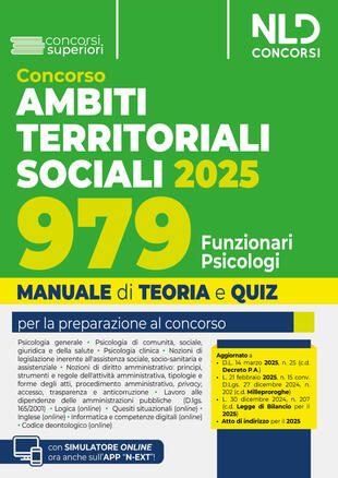 copertina Manuale concorso ATS, Ambiti Territoriali Sociali, per 979 posti da Funzionario Psicologo. Teoria e quiz 2025. Con espansione online