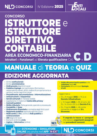copertina Manuale istruttore e istruttore direttivo contabile area economico finanziaria cat. C-D con teoria e quiz e raccolta precedenti tracce. Con software di simulazione