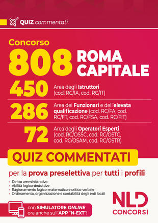 copertina Concorso 808 Roma Capitale. Manuale con quiz commentati per la prova preselettiva comune a tutti i profili