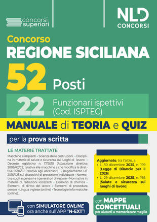 copertina Concorso regione siciliana 52 posti. 22 funzionari ispettivi manuale di teoria e quiz per la prova scritta 2026