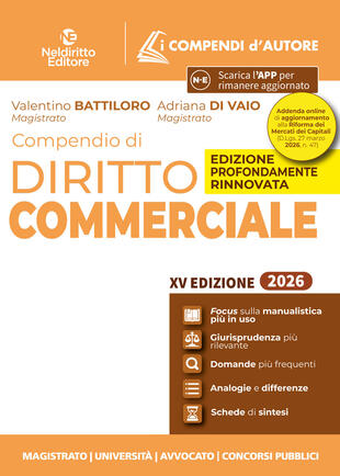 copertina Compendio di diritto commerciale 2026. Con app