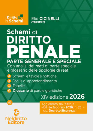 copertina Schemi di Diritto Penale 2026. Parte generale e speciale