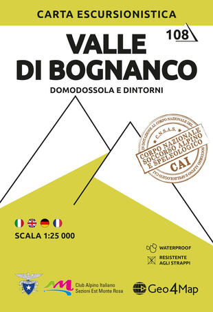 copertina Valle di Bognanco. Domodossola e dintorni. Carta escursionistica 1:25.000